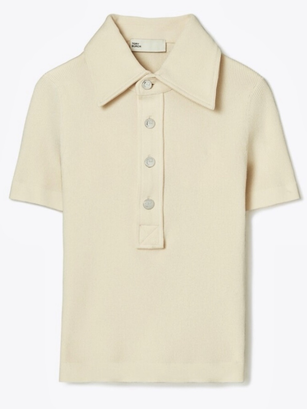 NWT Tory Burch Ribbed Polo in Stone - Size S
